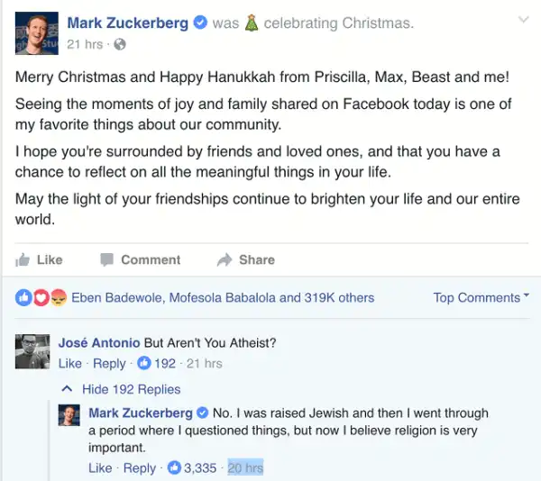 An Atheist RespondsToMark Zuckerberg